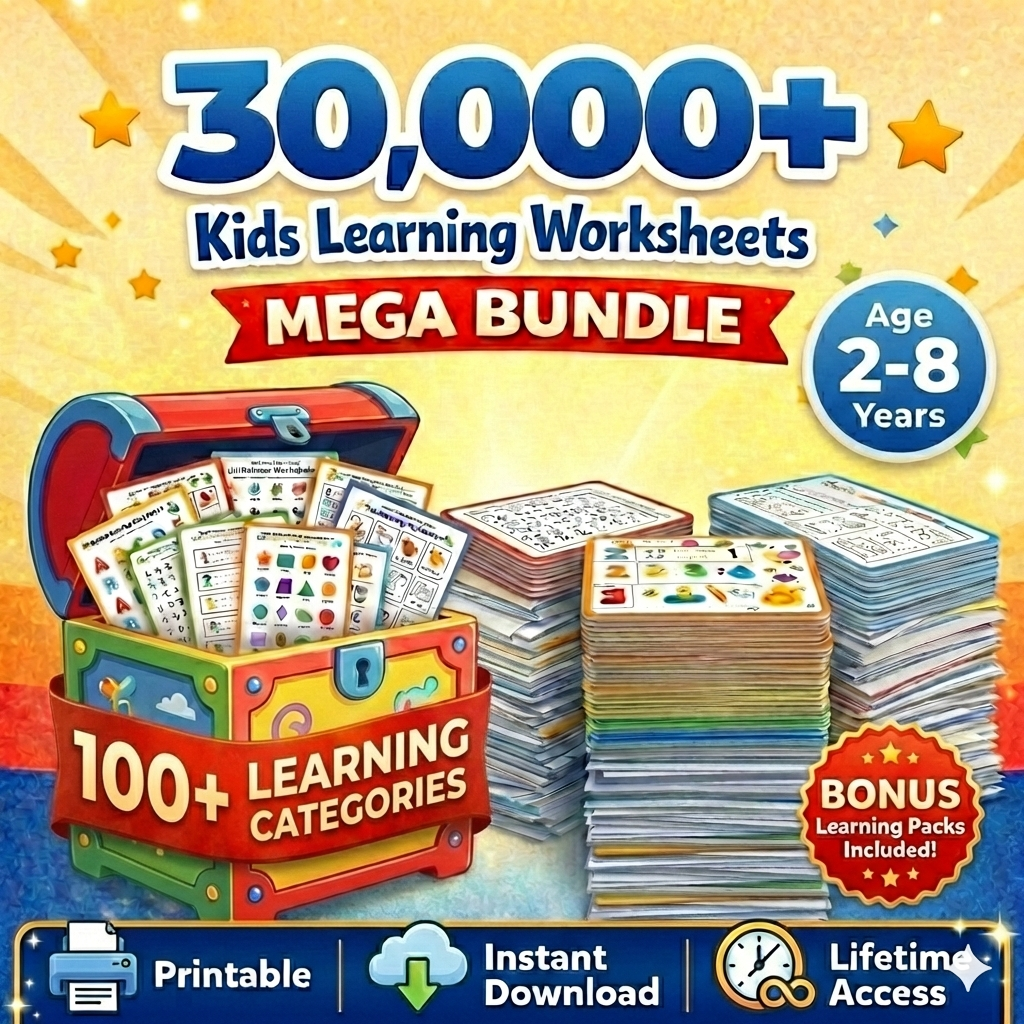 30,000+ Brain Booster Activity Worksheets Mega Bundle Pack